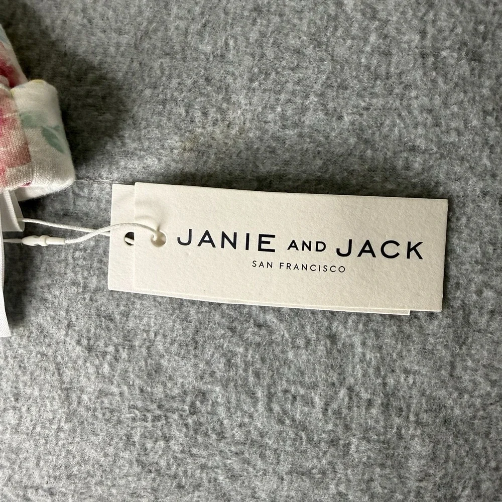 New Janie And Jack White Pink‎ Floral Top Knot Baby Hat 18-24 Months
